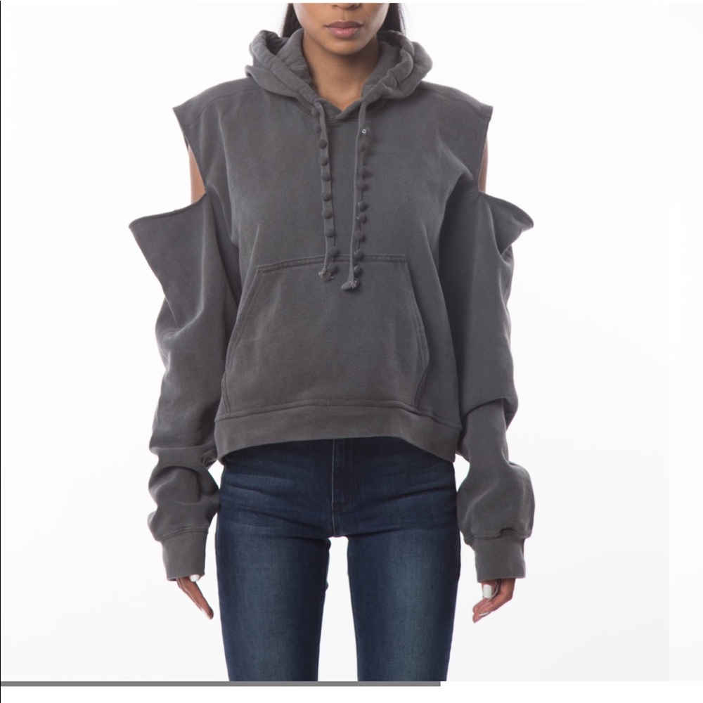 Front Row Cold Shoulder Grey  Hoodie Ladies Size S *New*